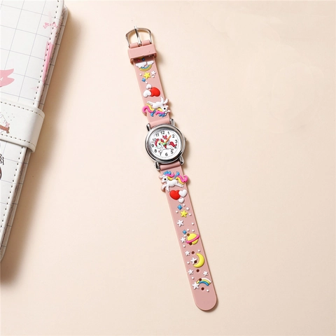 Kids Watch 3D Cartoon Unicorn Pattern Quartz Analog Silicone Strap Student Birthday Gift For Girls Boys