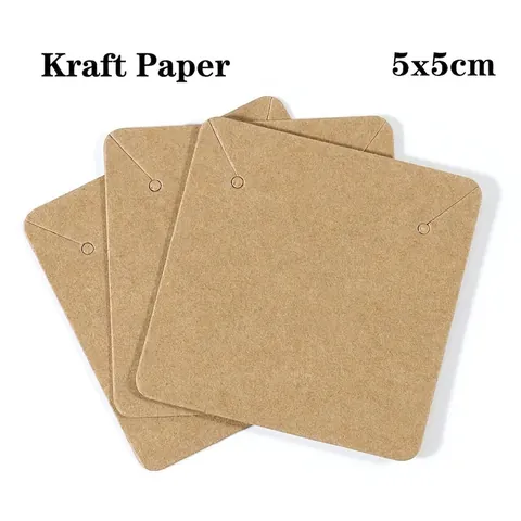 Earring Display Cards And Self Sealing Bags Kraft Paper Jewelry Packaging Square Pre Punched Holes For Necklaces