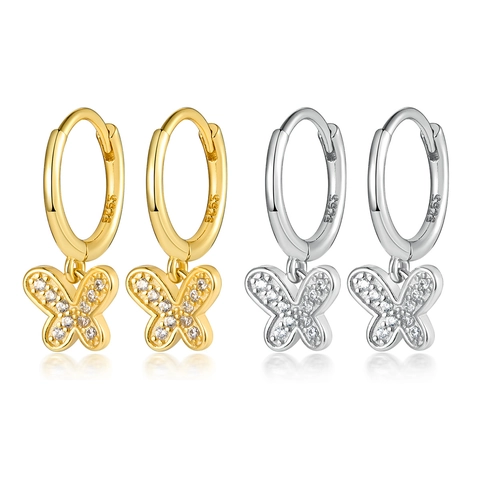 925 Sterlingsilber Schmetterling Ohrringe Süße Insekt Ohrhänger Mit Zirkonia Für Damen Frischer Stil Schmuck