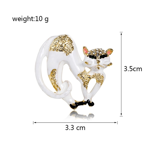 Spilla Gatto Lega Di Zinco Smalto Strass Simpatica Forma Di Animale Gioielli Per Donne Uomini Decorazione Vestiti