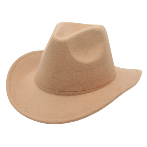 Western Cowboy Fedora Hoed Brede Rand Katoen Polyester Vilt Buiten Zonnescherm Retro Jazz Pet Voor Mannen Vrouwen