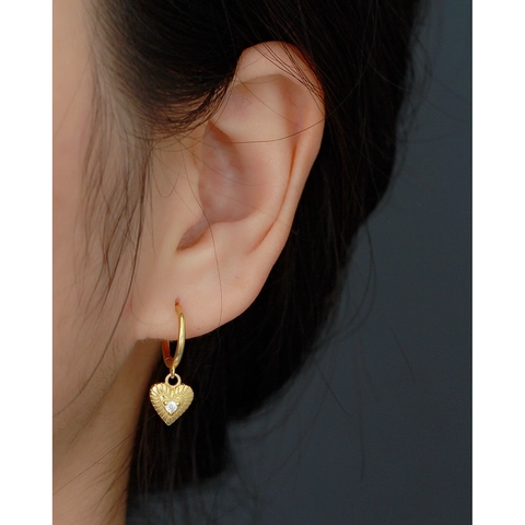 S925 Sterling Silver Heart Shaped Rhinestone Hoop Earrings For Women Fashion Jewelry Platinum Golden Heart Ear Cuffs