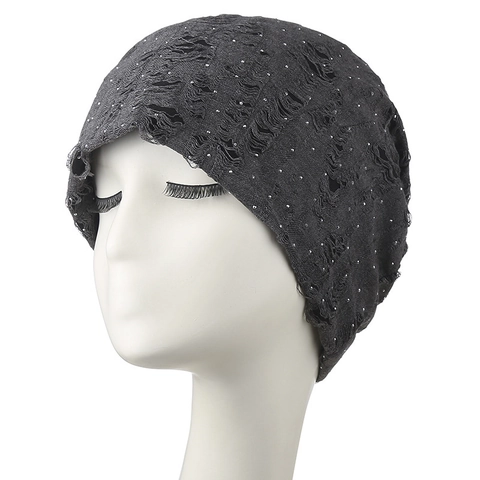 Bonnet Slouchy Tricoté Effet Déchiré Avec Strass Style Grunge Y2K Respirant Léger Pour Femmes