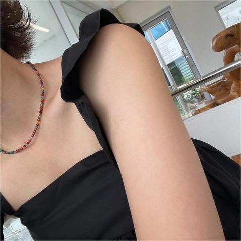 Collana Perline Colorate Con Catena Estensione In Argento Sterling 925 Fatta A Mano Arcobaleno Gioielli Moda