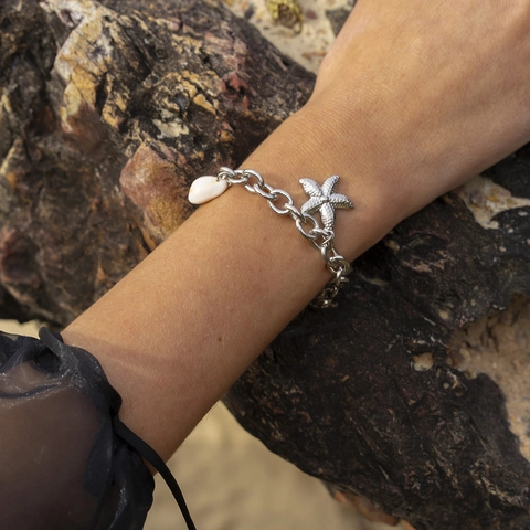 Stainless Steel Ocean Starfish Seashell Artificial Pearl Necklace Bracelet Earrings 18K Gold Plated Waterproof Women