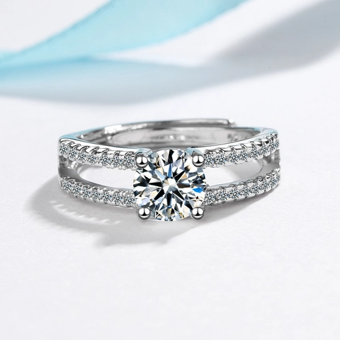 Mode Kupfer Offener Ring Für Damen Verstellbar Geometrisch Rund Strass Eingelegt Versilbert Elegant Täglich Fingerschmuck