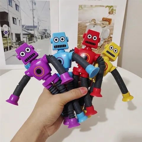 Giocattolo Robot Tubo Pop Ventosa Telescopico Giocattoli Sensoriali Plastica Colorata Flessibile Novità Per Bambini