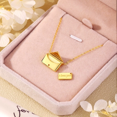 Collar Con Colgante De Sobre Plata De Ley 925 Abrible Grabado I Love You Regalo Romántico Joyería