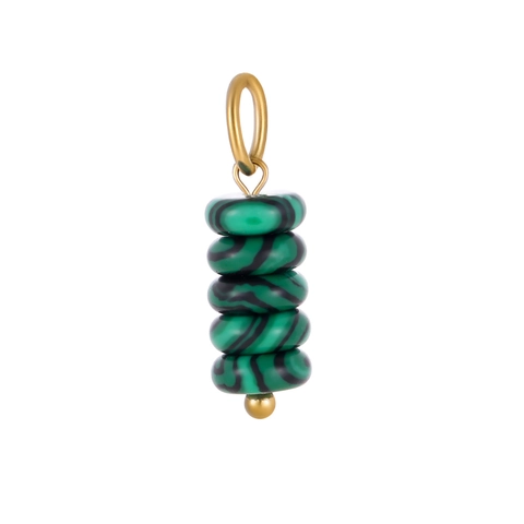 Colorful Natural Stone Bead Pendant Charms Stainless Steel Stacked Gemstones For DIY Necklace Bracelet Jewelry Making