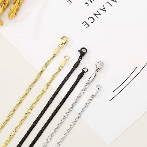 Collar De Cadena De Serpiente Plana Acero Inoxidable 316L Textura Patrón Estrella Joyería Minimalista Para Mujeres Y Hombres