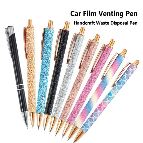 Retractable Air Bubble Release Pen For Car Vinyl Wrap Window Tint Crafting Aluminum Alloy Glitter Scales Design