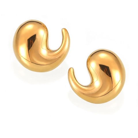Orecchini A Bottone In Acciaio Inossidabile Minimalista A Goccia Per Donna Placcati Oro 18K Gioielli Di Moda Geometrici Chic