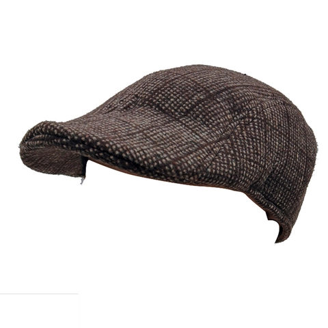 Vintage British Plaid Flat Cap Retro Newsboy Ivy Beret Winter Warm Polyester Woolen Hat For Men Classic Newsboy Cap