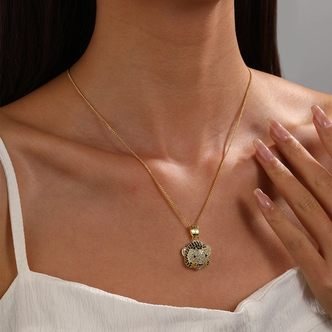Süße Tier Panda Affe Anhänger Halskette Luxus Kupfer Zirkonia Eingelegt 18K Vergoldet Kette Halskette Für Damen Schmuck