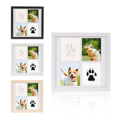 Marco Conmemorativo Huella De Mascota Recuerdo Madera Con Arcilla Y Tinta Para Perros Gatos Exhibición Fotos Ventanas