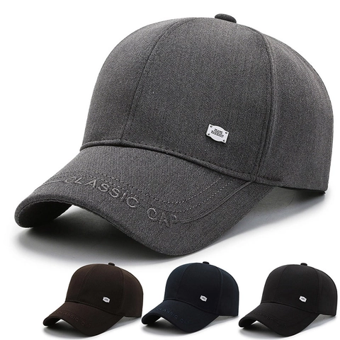 Casquette De Baseball Classique Polyester Coton Sergé Protection Solaire Broderie Étiquette Métallique Réglable Hommes