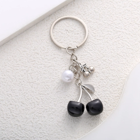 Cherry Fruit Keychain Alloy Resin With Faux Artificial Pearl Bag Pendant Charm Backbag Accessory Sweet Cool Style For Women Girls