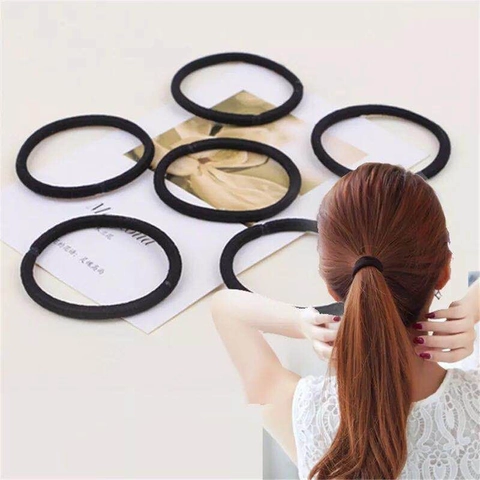 Élastiques À Cheveux Sans Couture Supports De Queue De Cheval Haute Élasticité Cordes À Cheveux Noires Bandeaux Simples Pour Femmes Filles