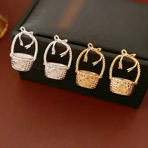 Orecchini A Cesto Rame Con Perno In Argento Fiocco Squisita Trama Intrecciata Gioielli Di Moda Per Donne