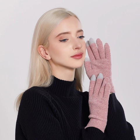 Guanti In Maglia Di Ciniglia Da Donna Invernali Caldi Compatibili Con Touch Screen Antivento Morbidi Termici Per Signore