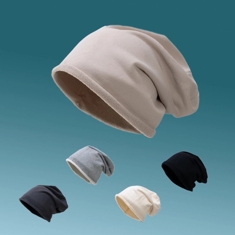 Gorro Holgado Casual Color Sólido Algodón Suave Ligero Tejido Con Borde Rizado para Hombres Mujeres Moda Diaria Sombreros