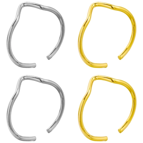 Minimalistische Golflijn Verstelbare Open Ring 304 Roestvrij Staal 18K Verguld Gepolijst Sieraden Voor Vrouwen