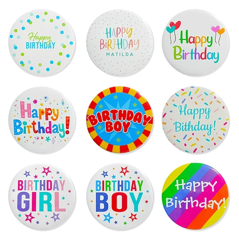 Birthday Party Badge Round Tinplate Button Pin For Birthday Boy And Girl Colorful Celebration Decoration Jewelry