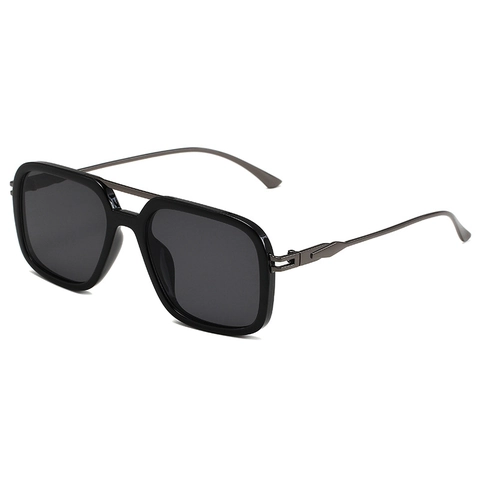 Lunettes De Soleil Carrées Rétro Double Pont Monture En Métal Protection UV400 Mode Extérieur Pour Hommes Et Femmes