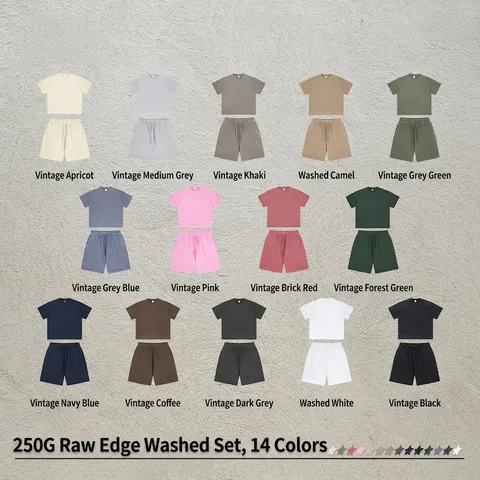 Ανδρικό Βαμβακερό T-Shirt Και Σορτς Πλυμένο Oversize Drop Shoulder Streetwear Vintage Casual Σύνολο