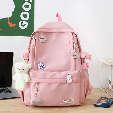 Zaino In Nylon Di Grande Capacità Impermeabile Resistente All'usura Zaino Scuola Stile College Casual Per Studenti Ragazze
