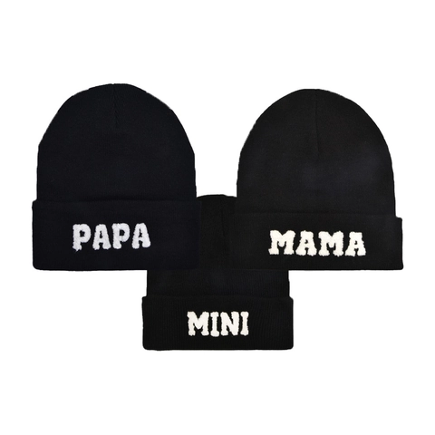 Berretto In Maglia Morbido Acrilico Cotone PAPA MAMA MINI Ricamo Lettere Ciniglia Caldo Esterno Famiglia