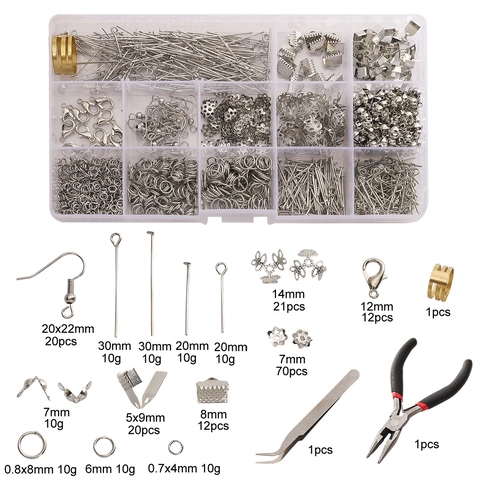 DIY Jewelry Making Supplies Kit For Earrings Necklaces Bracelets Including Lobster Clasps Jump Rings Earring Hooks And Tools