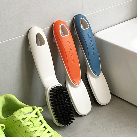 Shoe Brush Long Handle Multi-functional Stiff Bristles Plastic Laundry Cleaning Tool Ergonomic Design Hanging Hole