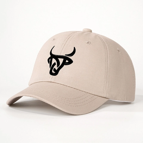 Bull Head Embroidery Baseball Cap Polyester Adjustable Curved Brim Outdoor Sun Protection Sport Hat Men Women