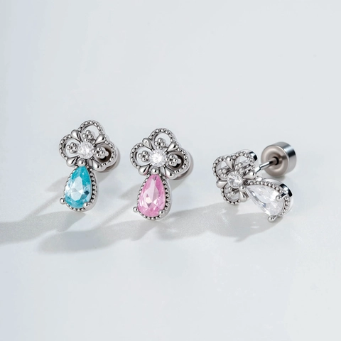 Clou D'oreille Cartilage Piercing Forme De Goutte Champignon Laiton Zircon Style Ins Bijoux Élégants Pour Femmes