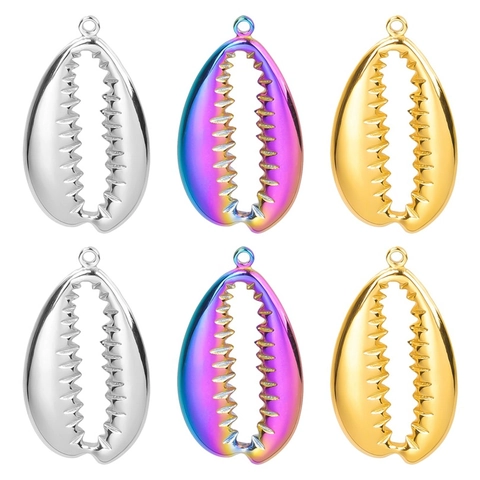 Collar Con Colgante De Concha De Cauri De Acero Inoxidable Para Mujer Estilo Bohemio De Playa Joyería Chapada En Oro Plata Arcoíris