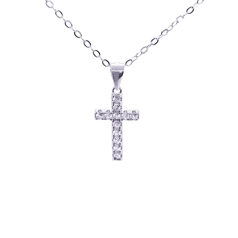 Collana con Ciondolo a Croce in Argento Sterling 925 con Strass Intarsiati Gioielli di Moda Religiosa per Regalo Unisex