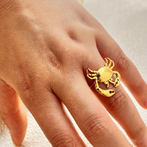 Crab Ring Stainless Steel Gold Plated Adjustable Open Fashion Jewelry INS Style Animal Design For Women