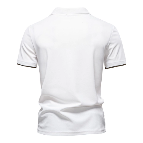 Polo Homme Manches Courtes Tissu Piqué Respirant Broderie Girafe Coutures Contrastées Revers Décontracté Mode