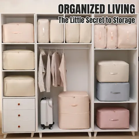 High Grade Satin Storage Bag Large Capacity Foldable Dustproof For Quilt Clothing Moving Home Organization