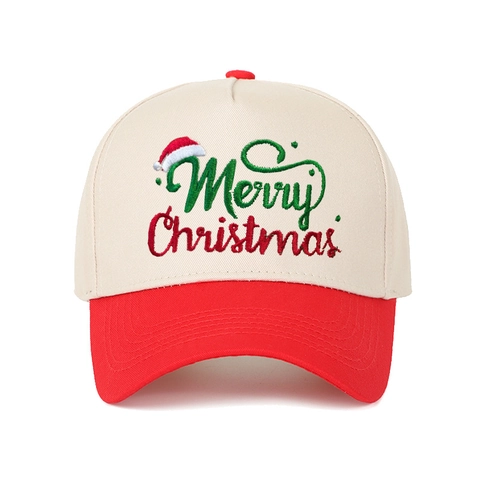 Cappellino Da Baseball Merry Christmas Cotone Ricamo Colore A Contrasto Cappello Snapback Accessori Per Feste
