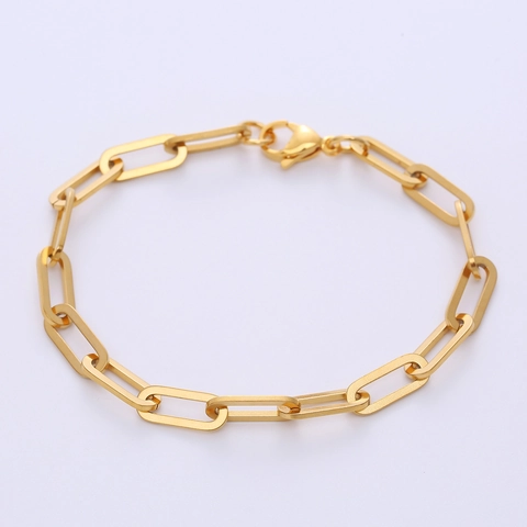 Pulsera De Cadena De Clip De Papel De Acero Inoxidable Joyería De Eslabones Minimalista Para Hombres Y Mujeres Acabado Pulido
