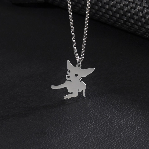 Chihuahua Hund Silhouette Anhänger Halskette Edelstahl Box Kette Minimalistischer Modeschmuck Geschenk Für Tierliebhaber