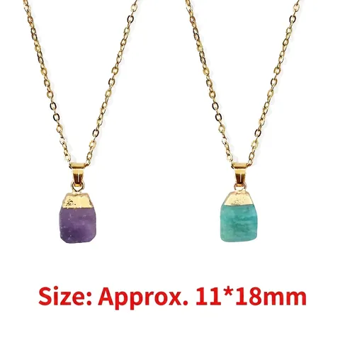 Collar Con Colgante De Piedra Natural Y Cristal Cadena De Aleación Dorada Joyería Minimalista Geométrica Irregular Regalo Elegante