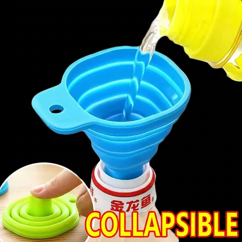 Imbuto In Silicone Pieghevole Cucina Trasferimento Liquidi Domestici Risparmio Spazio Con Foro Per Appendere TPR
