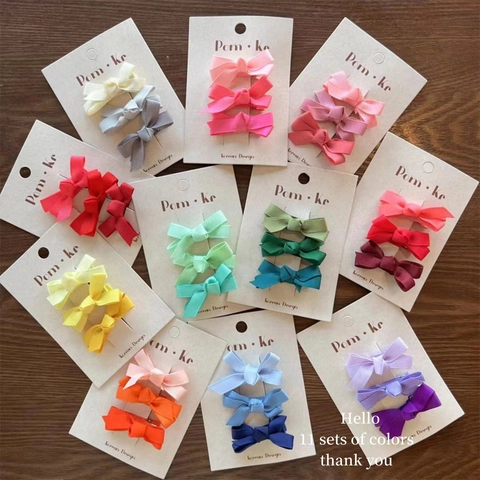 Grosgrain Ribbon Bow Hair Clips Gradient Rainbow Sweet Korean Style Duckbill Barrette For Kids Girls Hair Accessories