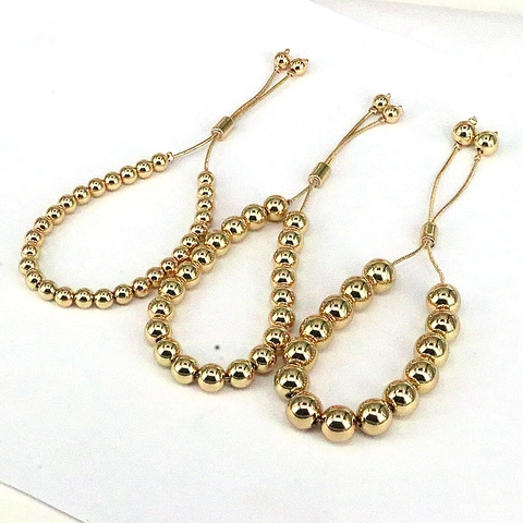 Bracciale Con Perline In Ottone Placcato Oro A Sfera Rotonda Regolabile Minimalista Gioielli Di Moda Per Donna