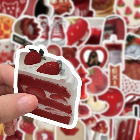 Adesivi Graffiti Impermeabili Tema Rosso Decalcomanie Decorative Per Laptop Valigia Telefono Scrapbooking Vintage Carino Estetico