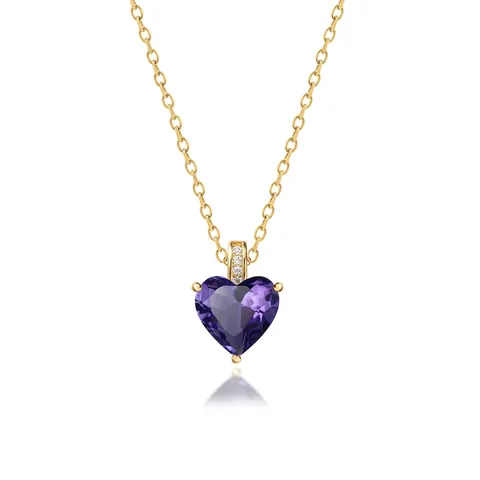 Collana Con Ciondolo A Cuore Pietra Natale In Argento Sterling 925 Con Zirconia Cubica Incastonata Catena Sottile Da Donna