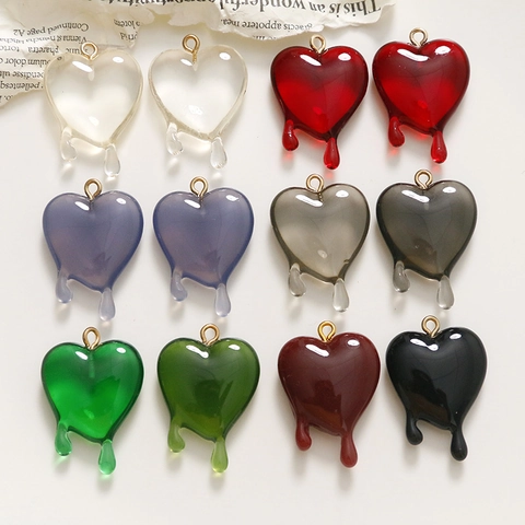 Schmelzendes Herz Anhänger Charms Harz Tropfeffekt Für DIY Schmuckherstellung Ohrring Halskette Material Zubehör Für Damen